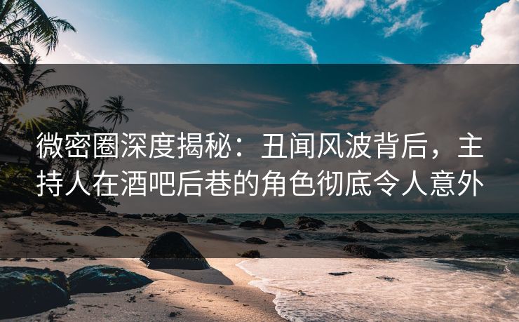 微密圈深度揭秘:丑闻风波背后,主持人在酒吧后巷的角色彻底令人意外