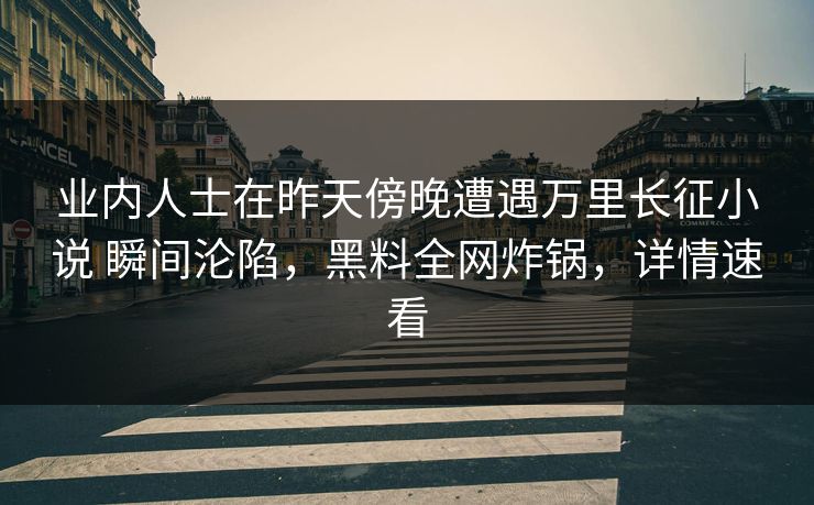 业内人士在昨天傍晚遭遇万里长征小说 瞬间沦陷,黑料全网炸锅,详情速看 业内人士在昨天傍晚遭遇万里长征小说 瞬间沦陷,黑料全网炸锅,详情速看