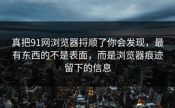 真把91网浏览器捋顺了你会发现，最有东西的不是表面，而是浏览器痕迹留下的信息